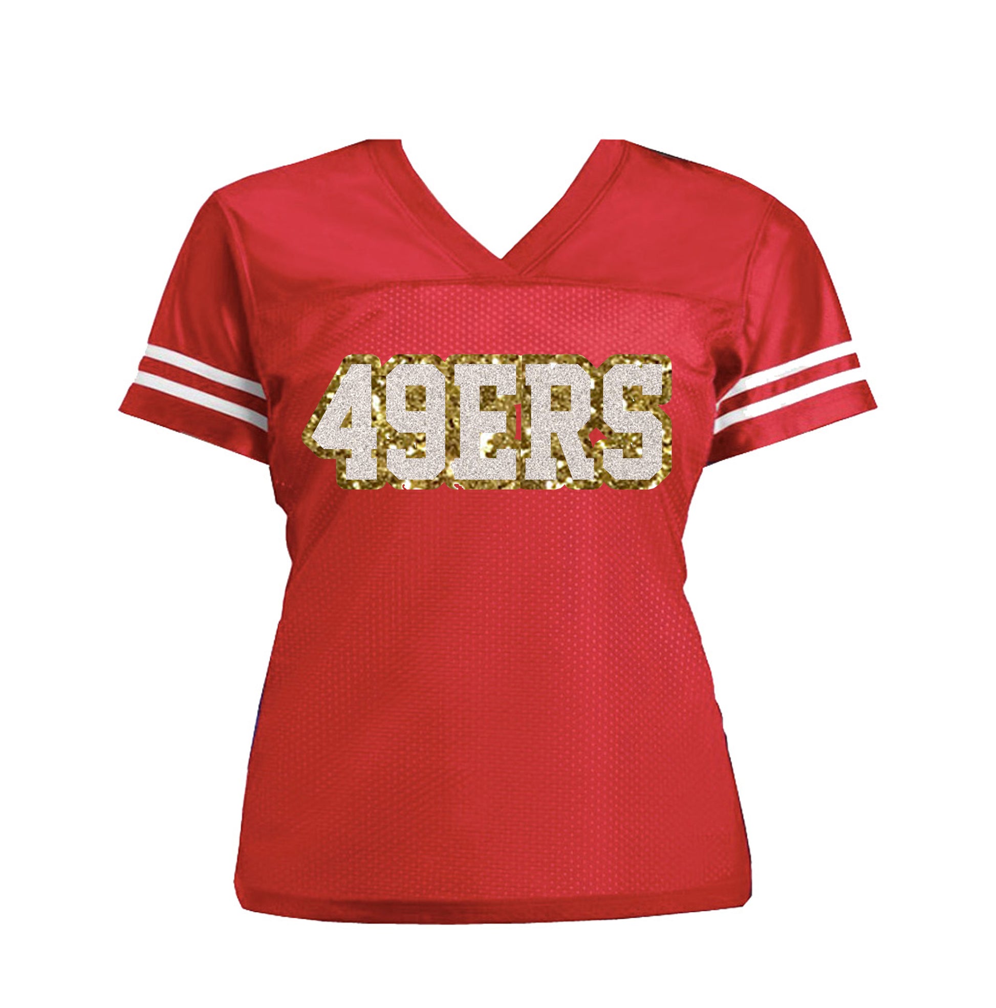 49ers Glitter Women's Jersey Shirt, San Francisco Niners – Sparklez Apparel